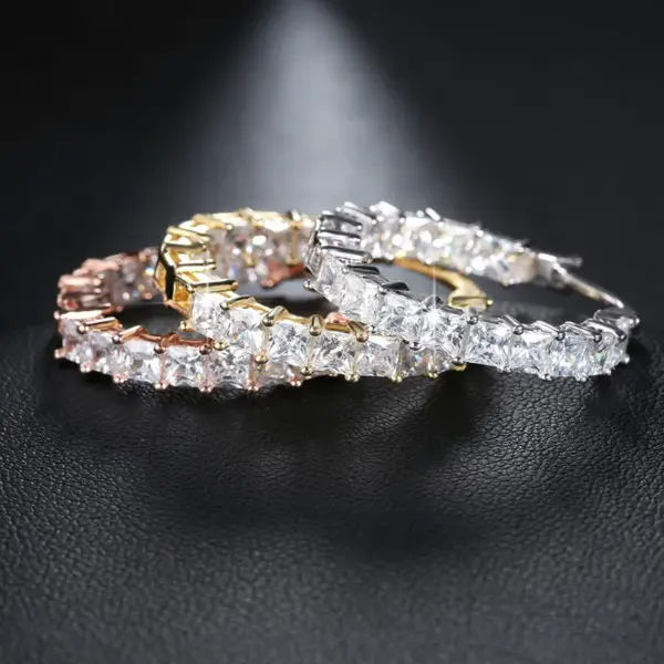 Wholesale New Zircon Thin Female European And American Copper Gold-plated Fashion Copper Earrings