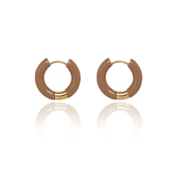Wholesale PVD Coated Real Gold Plated 18K Gold Round 304 Stainless Steel Fashion Waterproof Non Tarnish Hoop Earrings
