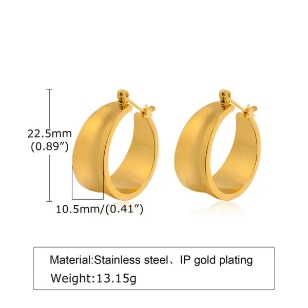 Wholesale PVD Coated Real Gold Plated 18K Gold Solid Color 201 Stainless Steel Simple Style Waterproof Non Tarnish Earrings