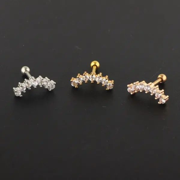 Simple Style Solid Color Stainless Steel Inlay Zircon Ear Studs 1 Piece