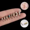 1 Piece Ear Cartilage Rings & Studs Fashion Leaf Moon Flower Pure Titanium Inlaid Zircon