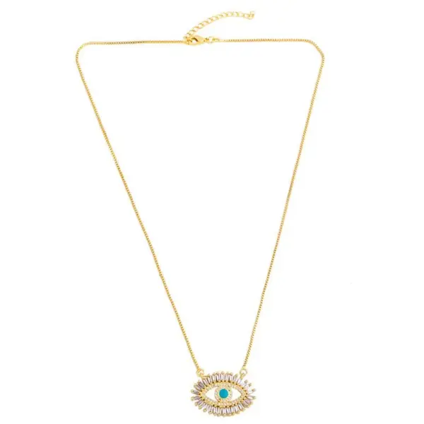 Wholesale Colorful Eye Eye Copper Retro Fashion Necklace