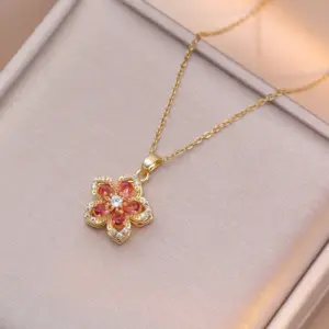 X2982 Orange Bauhinia Necklace