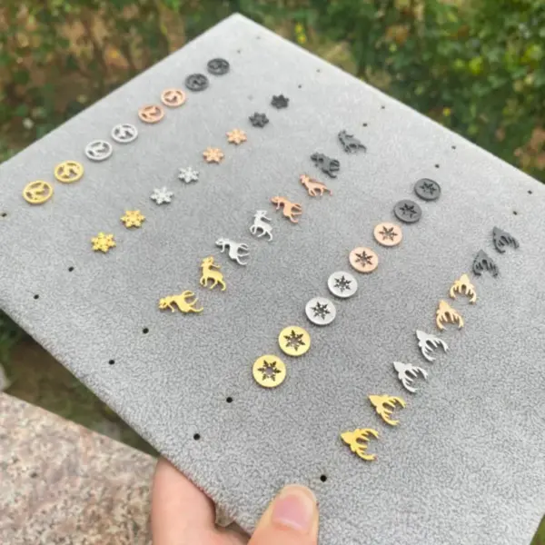 PVD Coated 18K Gold Real Gold Plated Christmas Tree 304 Stainless Steel Fashion Waterproof Non Tarnish Ear Studs