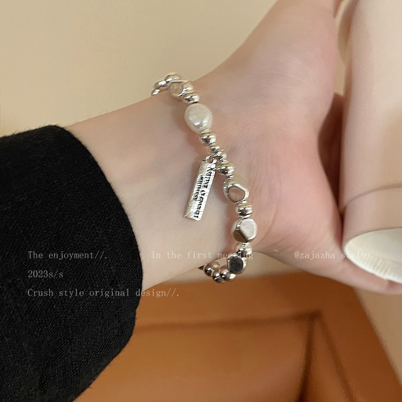 Wholesale South Korea New Broken Sier Baroque Pearl Bracelet Women's Unique Design High Sense Internet Celebrant Hand Jewelry
