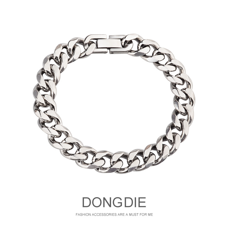 Wholesale Cross-border Cuban Bracelet High-grade Titanium Steel Trendy Simple Internet Celebrity Hip-hop Street Cole Bracelet Chain for Boys and Girls