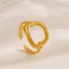 Wholesale Ion Plating (IP) 18K Gold Plated Geometric 304 Stainless Steel Simple Style Classic Style Commute Waterproof Non Tarnish Open Rings