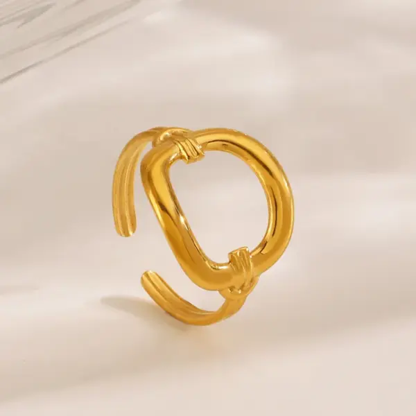 Wholesale Ion Plating (IP) 18K Gold Plated Geometric 304 Stainless Steel Simple Style Classic Style Commute Waterproof Non Tarnish Open Rings