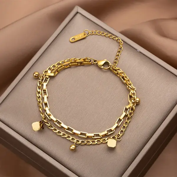 Wholesale Commute Solid Color Titanium Steel Plating Gold Plated Bracelets