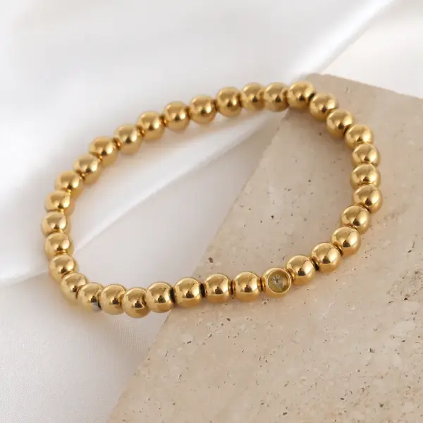 Wholesale Simple Style Commute Round 304 Stainless Steel Beaded Chain Bracelets In Bulk