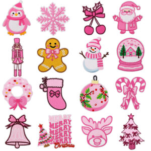 Wholesale Pink Christmas series embroidered patches