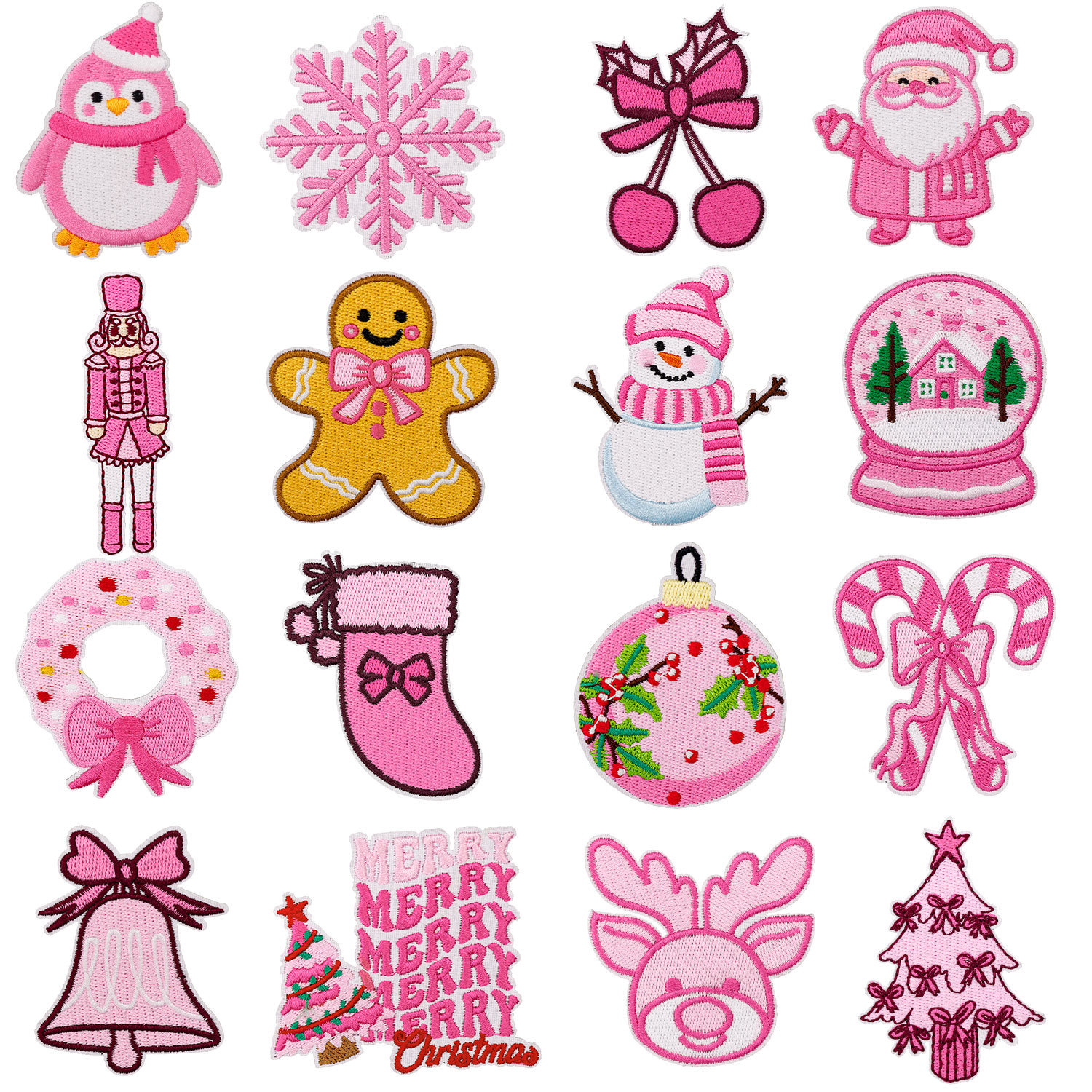 Wholesale Pink Christmas series embroidered patches