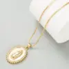Wholesale Brass Inlaid Zircon Oval Copper Necklaces