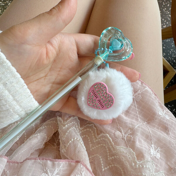 Wholesale Diamond-encrusted Barbie Girl Cartoon Fur Ball Hand Account Pen Student Creative Ballpoint Pen Cute Stationery Fluffy Pen Korean