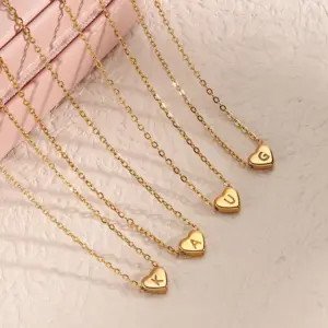 Fashion Letter Stainless Steel Gold Plated Pendant Necklace
