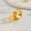 304 Stainless Steel Solid Color PVD Coated 14K Gold Plated 18K Gold Plated Retro Simple Style Roman Style Waterproof Non Tarnish Gold Silver Charm Rings