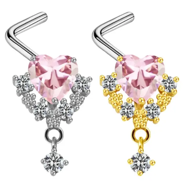 Sexy Cross Heart Shape Butterfly Stainless Steel Titanium Copper Plating Inlay Zircon White Gold Plated Gold Plated Nose Studs Nose Pin