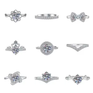 Wholesale Jewelry Romantic Shiny Round Heart Shape Flower Copper Zircon Silver Plated Plating Inlay Open Ring