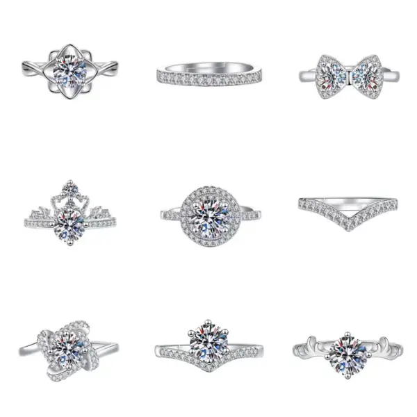 Wholesale Jewelry Romantic Shiny Round Heart Shape Flower Copper Zircon Silver Plated Plating Inlay Open Ring