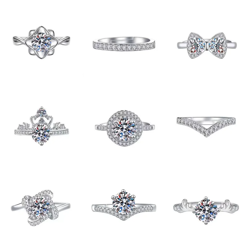 Wholesale Jewelry Romantic Shiny Round Heart Shape Flower Copper Zircon Sier Plated Plating Inlay Open Ring