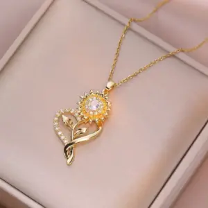 X1166 Sunflower Rotating Necklace