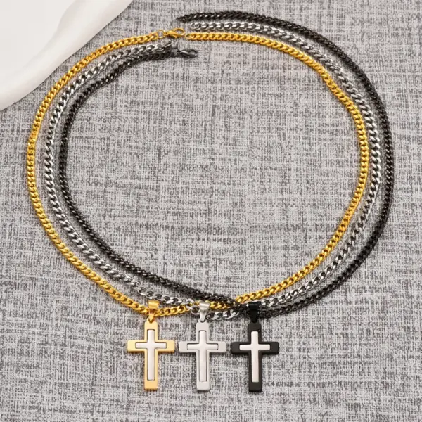 Titanium Steel Cross PVD Coated Silver Plated Casual Hip-Hop Plating Pendant Necklace