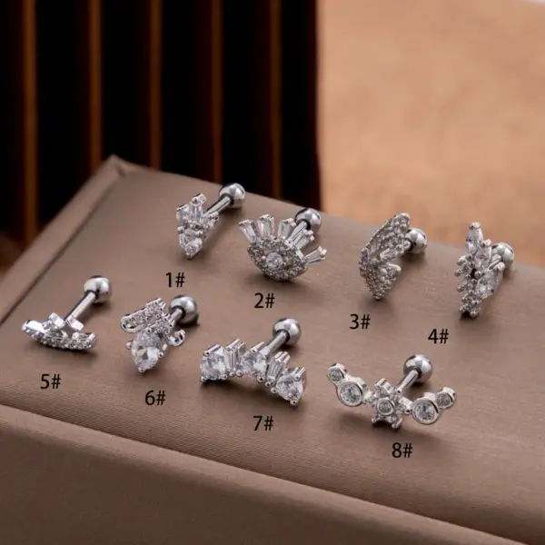 1 Piece Ear Cartilage Rings & Studs Sweet Simple Style Eye Flower Butterfly 316L Stainless Steel Copper Waterproof Non Tarnish Surgical Steel Zircon