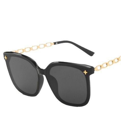 Wholesale High-grade sunglasses women's face small new chain leg star sunglasses big face slimming black free shipping