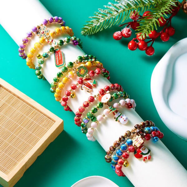 oly-97101f9787da810d95a219b44cae7c5a Wholesale Cross-border New Christmas Bracelet suit All-match Christmas Bells Christmas Tree Old Man Snowman Beaded Combination Bracelet