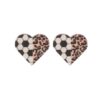 Wholesale Leopard print sports style heart cute wooden earrings