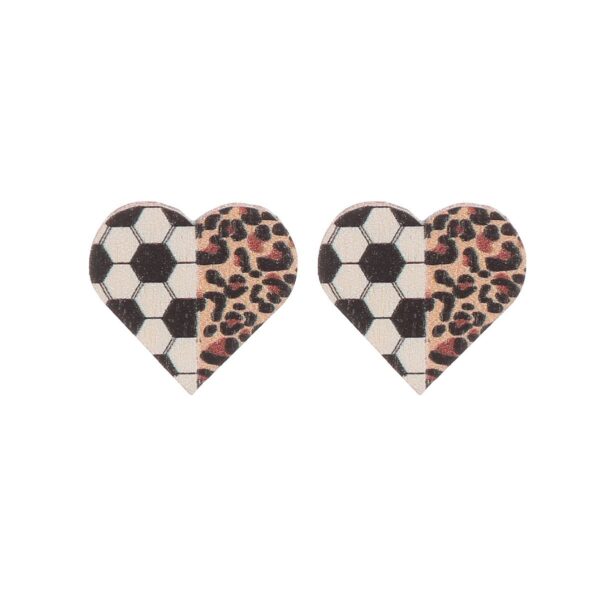 Wholesale Leopard print sports style heart cute wooden earrings