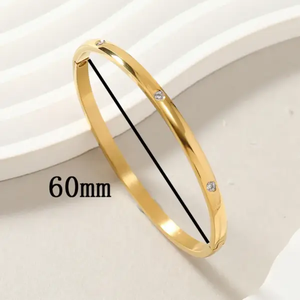 Wholesale Simple Style Round Solid Color Titanium Steel Rhinestones Bangle In Bulk