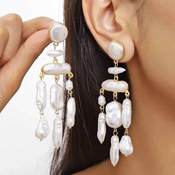 Wholesale 1 Pair IG Style Simple Style Geometric Imitation Pearl Drop Earrings