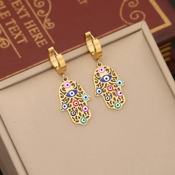 Wholesale PVD Coated 18K Gold Real Gold Plated Palm Stainless Steel Vintage Style Waterproof Non Tarnish 304 Stainless Steel Pendant Necklace