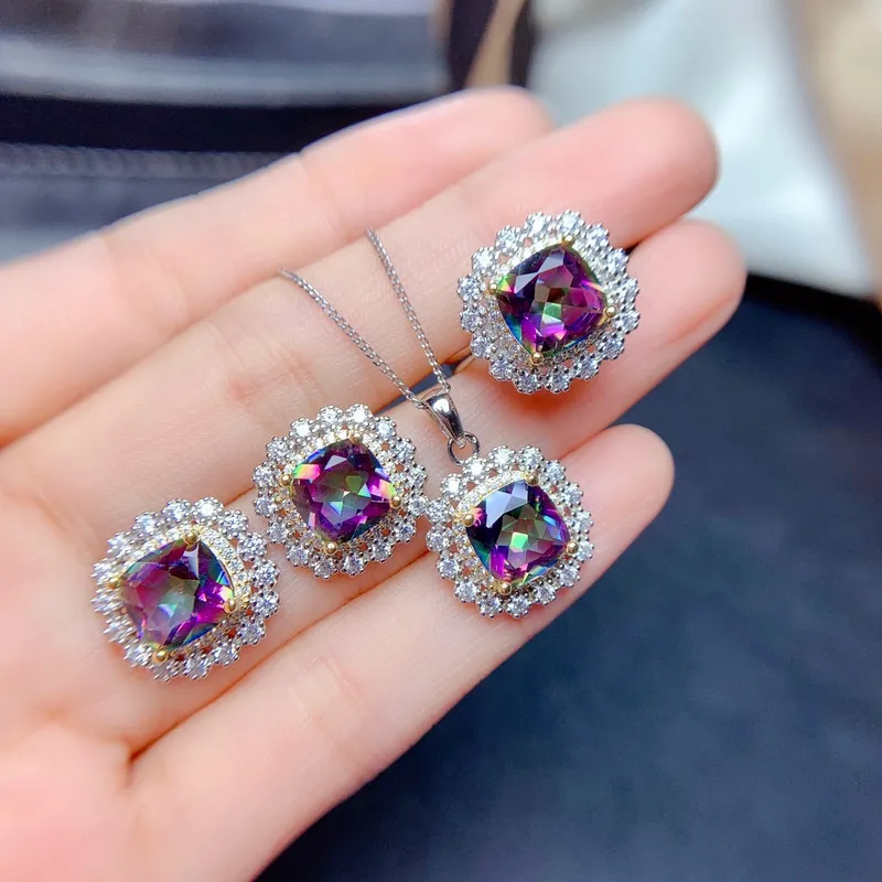 Wholesale Copper Flower Artificial Gemstones Crystal Jewelry Sets