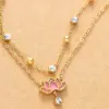 Wholesale 1 Piece Y2K Hawaiian Beach Lotus Stainless Steel Artificial Gemstones Water Plating Women'S Anklet