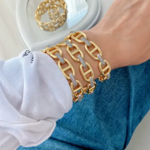Wholesale Jewelry Vintage Style Classic Style Geometric Copper Zircon Mixed Metal Rings Bracelets