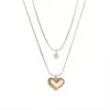 Wholesale PVD Coated Real Gold Plated 18K Gold Heart Shape 304 Stainless Steel Retro Waterproof Non Tarnish 304 Stainless Steel Layered Necklaces