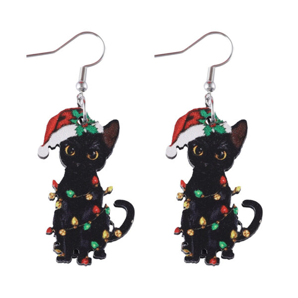 Wholesale Christmas pendant earrings wooden double-sided earrings