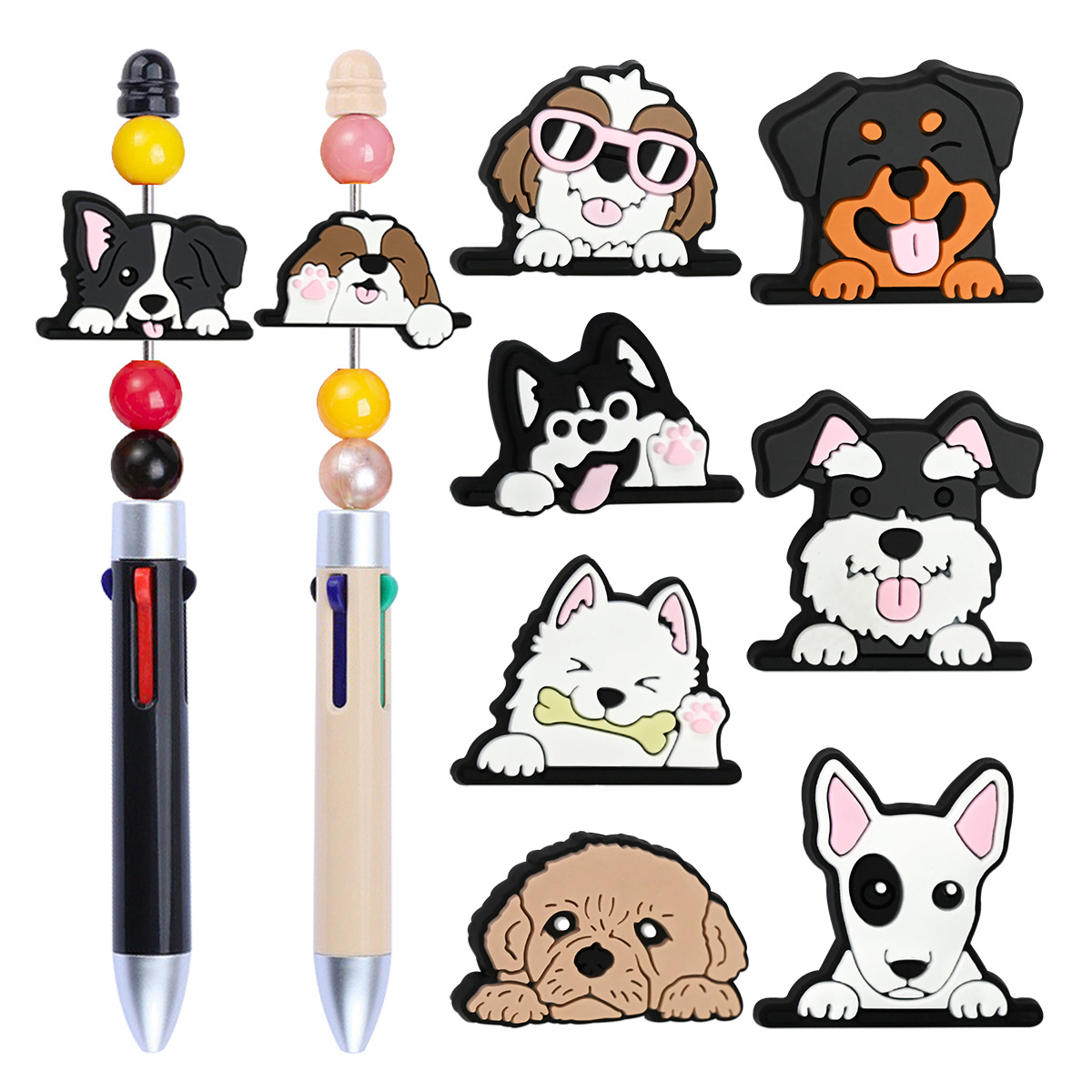 Wholesale Cute Cartoon Dog Decorative Soft Rubber Double-Sided Beads