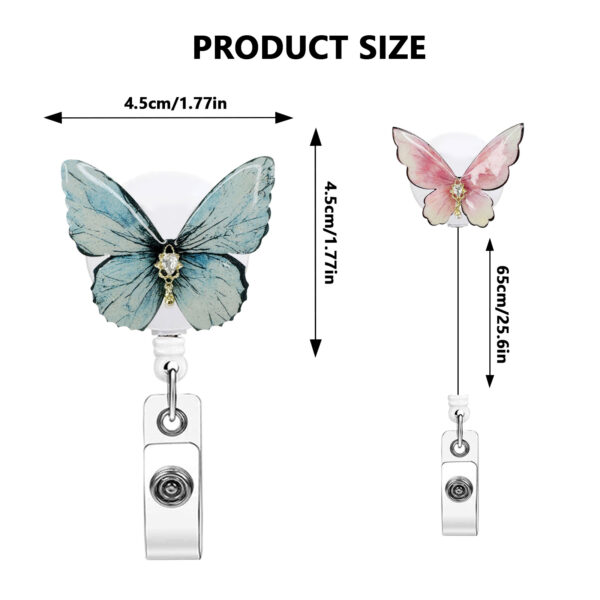Wholesale 3D butterfly rhinestone easy-pull buckle rotating telescopic keychain