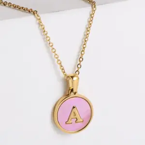 Wholesale PVD Coated 18K Gold Plated Letter 304 Stainless Steel Fashion Waterproof Non Tarnish 304 Stainless Steel Pendant Necklace