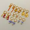 Wholesale 304 Stainless Steel Geometric PVD Coated 18K Real Gold Plated Real Gold Plated Simple Style Classic Style Waterproof Non Tarnish Charm Sleeper Hoop Earrings Drop Earrings
