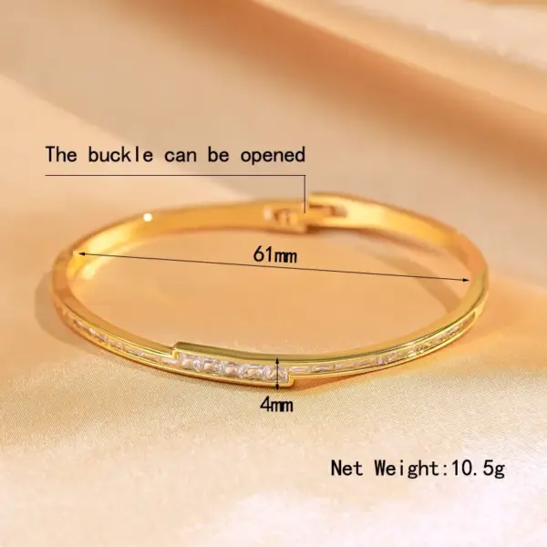 Wholesale Copper 18K Gold Plated Lady Inlay Geometric Zircon Bangle