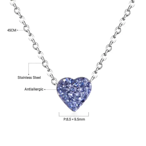Wholesale Simple Style Heart Shape Stainless Steel Plating Zircon Pendant Necklace