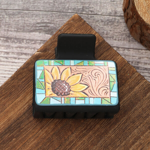 Wholesale Western Style Sunflower Cactus Leather Hairpin Combination suit Shark Clip