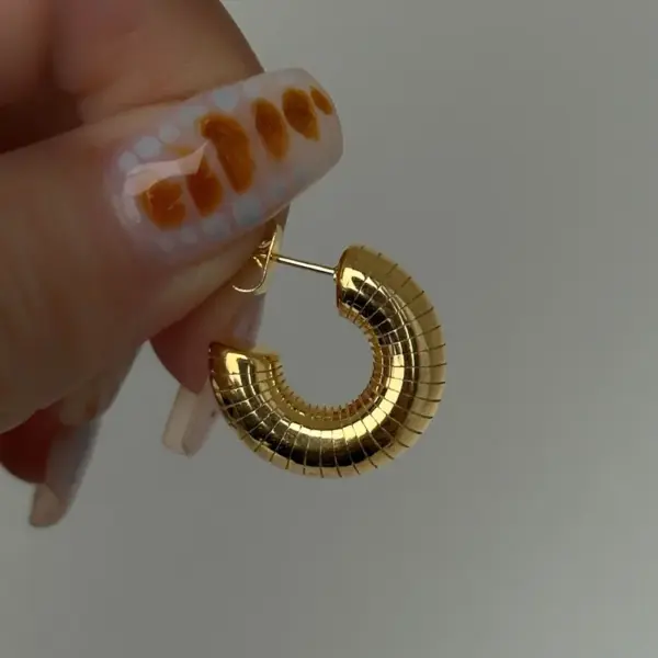 Wholesale 1 Pair IG Style Classic Style C Shape 304 Stainless Steel 18K Gold Plated Stainless Steel Earrings