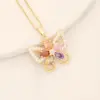 Wholesale Romantic Sweet Commute Heart Shape Flower Copper Plating Inlay 18K Gold Plated Zircon Pendant Necklace