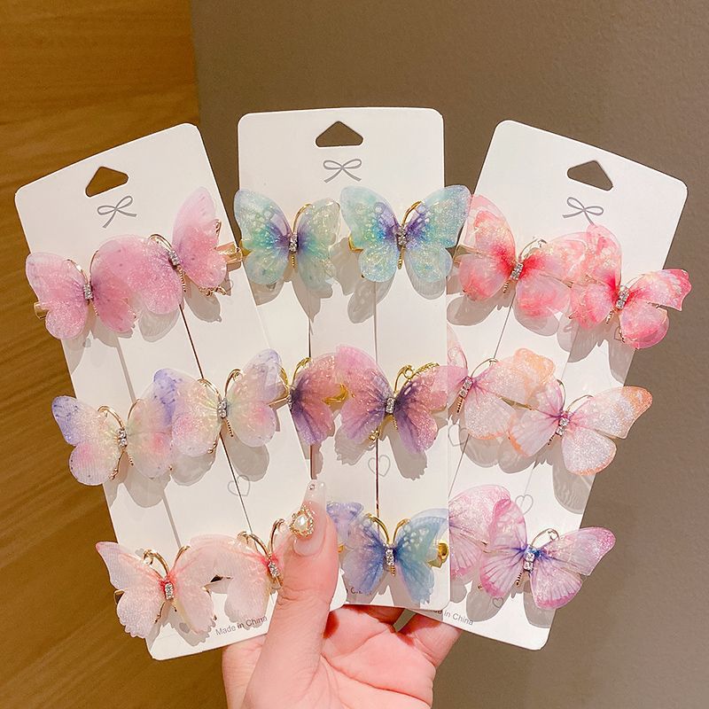 Wholesale 6-Pack Butterfly Hair Clips for Girls and , Cute Ser Fairy Hair Aessories, Tulle Fairy-Like Ancient Style Han Dynasty Headwear