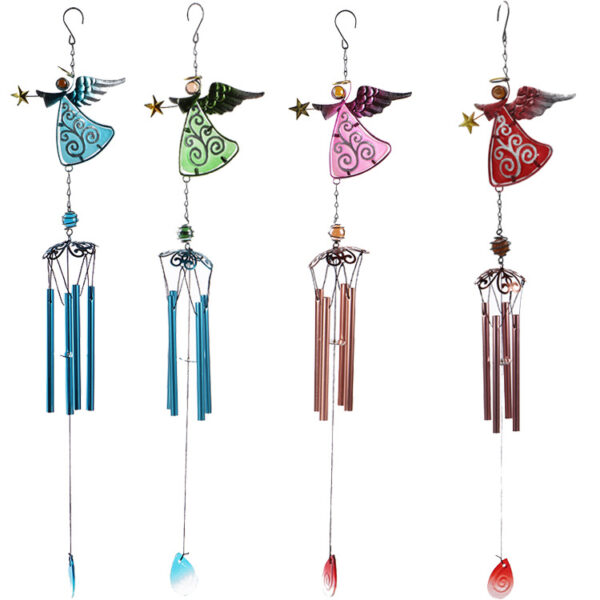 Wholesale Angel Metal Crafts Wind Bell Glass Painted Hanging Ornaments ZAKKA Creative Home Wind Bell Pipe Bell Pendant